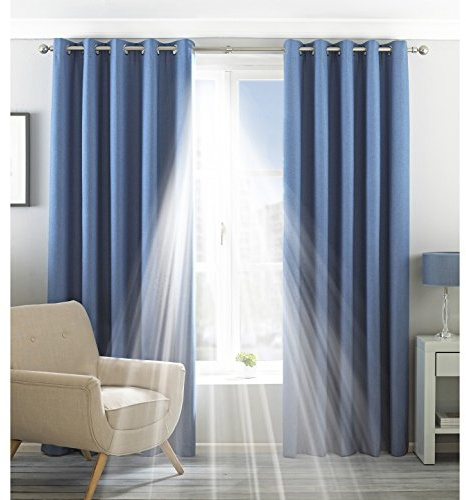 Riva Home Eclipse Blackout Eyelet Curtains, Polyester, Denim, 66 x 90 (168 x 229 cm)