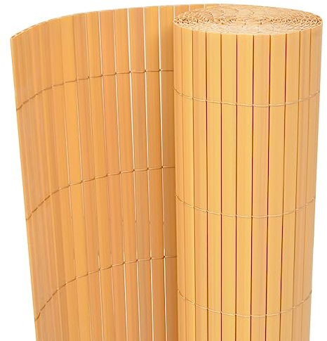 vidaXL Gartenzaun Doppelseitig Sichtschutzzaun Windschutz Sichtschutzmatte Sichtschutz Zaun Balkon Garten Terrasse PVC 90x300cm Gelb