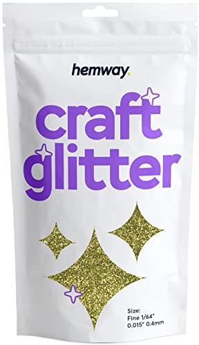 Hemway - Purpurina para manualidades, vasos, resina, epoxi, uñas, cera, álbumes de recortes, cristal, decoración de escuelas: oro arena, fina (0,4 mm), 100 g