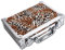 Karella Dartkoffer Alu PAK Luxus Dart-Case, High Class Profi Etui für 2 Satz Darts. Tasche Large, mit viel Platz für Dartpfeile und Zubehör, in Silber, schwarz und Leopard Edition