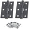 EAI Door Hinges 3 Inch / 76mm Black Ball Bearing 1 Pair Pack [2 Hinges & Screws]