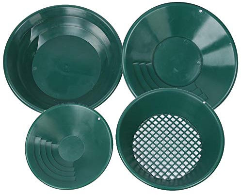 4PCS Goldwaschkit, Goldwanne Goldbecken Goldsieb Schwerkraftfalle Goldwaschbergbau Minensuchdetektor, grün
