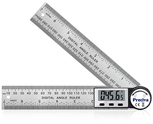 Winkelmesser, Preciva Digitaler-Winkelmesser mit Bildschirm HOLD - und 180° drehbar Funktion, 400mm Winkelschmiege Lineal aus Edelstahl für Holzarbeiten, Heimarbeit - größes Display