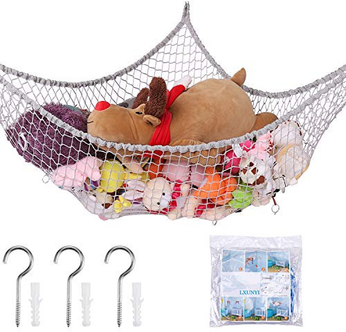 LXUNYI Stofftier-Hängematte, Spielzeug-Hängematte, extra großes Netz-Spielzeugnetz, riesiges Baby, Kinder, Stofftiere, Hängematten, Wandecke, Aufbewahrungsnetz-Organizer