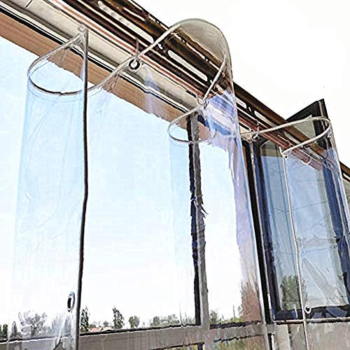 FENGSHOUU Transparente PVC wasserdichte Plane Verdicken Regenschutz Tarp Weicher Kunststoff Balkon Pflanzen Regen Vorhang Holz Sonnenschutz Gewebeplane Faltbar Vordächer mit Ösen 400gsm