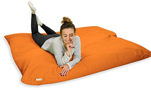 Royal Schneider Sitzsack mit Füllung Sitzkissen Beanbag Indoor Outdoor XL- XXL Sessel für Kinder, 100x70cm, orange - 300-08