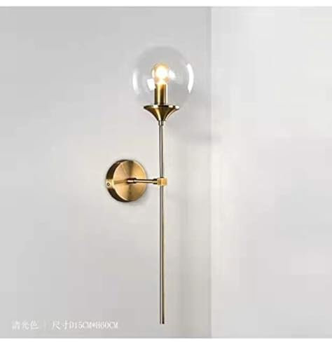 ZTTECH Industrielle Vintage Wandleuchte Glas Globe Transparent mit Gold Langer Arm Wandleuchte Gold Wandleuchte Nachttischlampe (Transparent)…