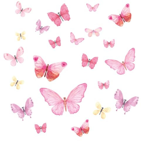 Little Deco Wandsticker Kinderzimmer Wandtattoo Schmetterlinge I Wandbild 65 x 43 cm (BxH) I Wandaufkleber Spielzimmer Baby Kinder Schlafzimmer rosa pink DL605