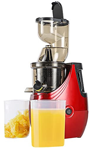 Slow Masticating Juicer, Moongiantgo BPA-Free Slow Juicer Cold Press Juice Extractor Machine with Large Fruit Inlet/Quiet Motor/Easy to Clean Masticating Shaft for Fruit Vegetables