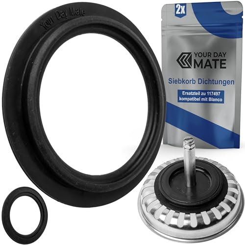 Junta de Silicona para cestas de colador, 2 piezas, Ø exterior de 52 mm, Ø interior de 36 mm, compatible con cestos Blanco n.º 117507, 117508, 125555, 125561, 13935182, recambio para cesto n.º 117497