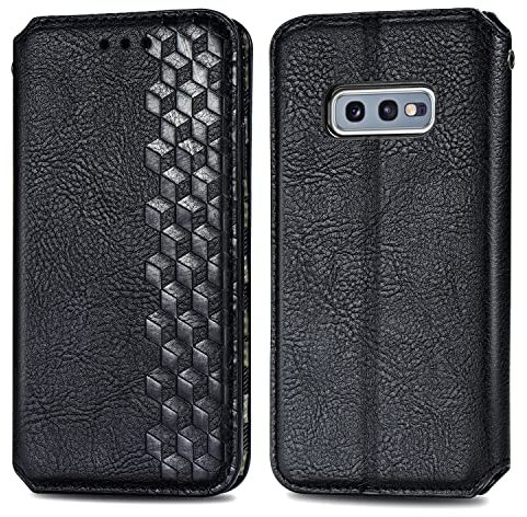 Roar Handyhülle für Samsung Galaxy S10e Hülle - Premium Book Case Flip Tasche mit Kartenfach Standfunktion Magnetverschluss - Schwarz