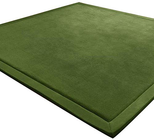 LEHOUR Verdickung Korallen Samt Teppich Kinder Krabbeldecke Weiche Tatami Teppiche Kinder rutschfeste Vergrößern Spielmatte (Dunkelgrün, 200 * 300CM)