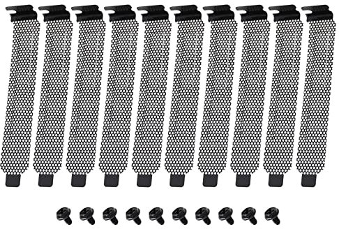 EMSea 10 Stück Computer PCI Slot Staubfilter Abdeckplatte Staubleitbleche Metall Abdeckung mit Befestigungsschrauben, Schwarz