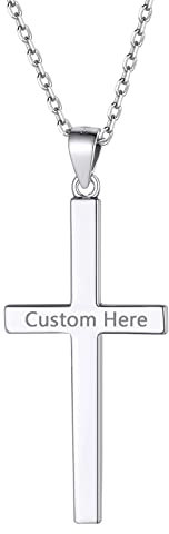 Supcare Kette Herren Kreuz Anhänger für Damen Kreuzkette Herren 925 Silber Halskette Männer Jesus Kreuz Kette mit Gravur Eisernes Kette mit Kreuz Kruzifix Kette Modeschmuck für Hoffnung