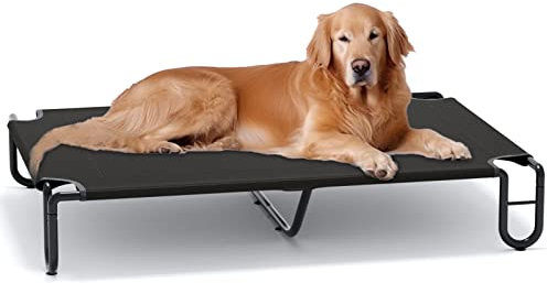 FAYDUDU Hundebett Grosse Hunde Hundeliege Outdoor Erhöhte Hundebett mit Kühlender Wirkung Katzenbett Haustierbett Waschbar Dauerhaft (Schwarz, XL)