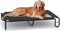 FAYDUDU Lit Chien Surélevé Rafraichissant Lit de Camp pour Chiens Chats Animaux de Compagnie Intérieur Extérieur Panier Chien de Grande Taille Coussin Indestructible (Noir, XL)