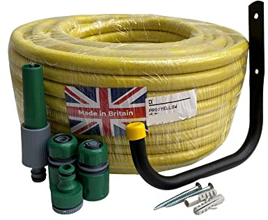 ONESTOPDIY.COM 35 METRE HOSE PIPE ANTI KINK HOSE + HOZELOCK COMPATIBLE CONNECTORS + WALL HOOK NEW