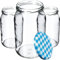 KADAX Lot de 8 bocaux de conservation en verre pour couvercle à visser - 900 ml - Utilisable comme pot à confiture - Bocaux de conservation - Bleu à carreaux, K5198