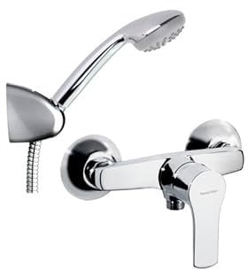 Ramon Soler - Grifo Ducha Monomando Cromado, Ahorro de Agua Sistema S2, Accesorios Incluidos, Serie Titanium, Ideal para Baño Moderno, Diseño Elegante y Funcional