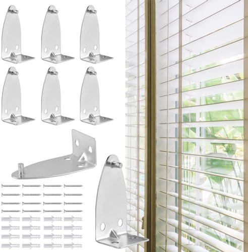 AccEncyc 8 Set Blinds Brackets Metal Hold Down Brackets with Screws and Anchors, Blind Holder Replacements for Mini Blinds, Door Blinds, RV Window, Venetian Blinds and Vinyl Blinds