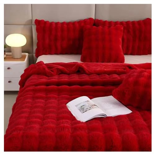 Ergocar Kuscheldecke, Weiche Künstliches Kaninchenfell Decke, Flauschig Sofadecke Doppelgesicht Dicke Decke für Couch, Stuhl und Bett, Dekorative für alle Jahreszeiten