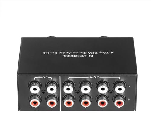 Daowwui 4 Way Bi-Directional Stereo Audio Switch 2 in 4 Out or 4 in 2 Out L/R Jack Sound Channel R/L Stereo Switcher