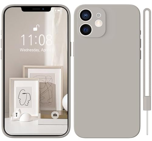 HGH für iPhone 12 Hülle Liquid Silikon, Handyhülle für iPhone 12 Case Rundumschutz mit Weichem Microfiber-Innenfutter Stoßfeste Kratzfest Schutzhülle für iPhone 12 6.1 Titan Grau