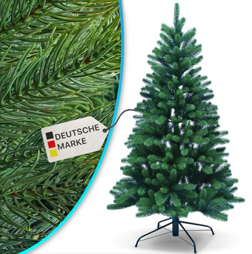 NYVI Weihnachtsbaum NYVI-Xmas Premium 150 cm - Künstlicher Voll-PE Tannenbaum aus 100% Spritzguss - Täuschend echter Kunstbaum - B1 Schwer Entflammbar - Metallständer - Modularer Aufbau