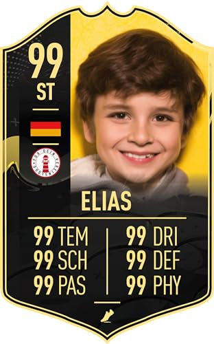 Geschenk Junge 10 Jahre - Fussballkarte aus Holz mit Foto, Namen und vielem mehr - Geschenk Junge 9 Jahre, Fussball Geschenke, Fussball Geschenke Jungen 12 Jahre, Fussball Kinder Geschenk, Schwarzgold