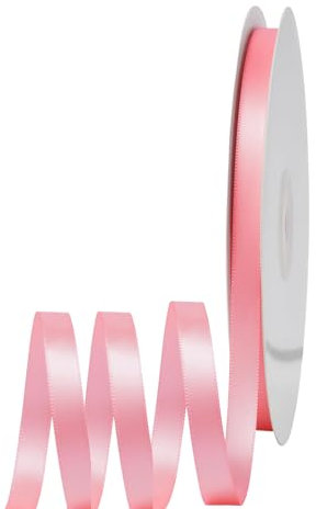Ruban de satin rose de 6 mm de large - 91 m de long - Ruban décoratif en tissu - Pour emballage cadeau - Pour travaux manuels, robe, mariage, anniversaire