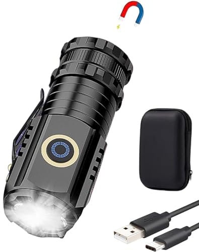 Clearhill Mini USB C Rechargeable Magnetic Flashlight with Clip - 2000 Lumens with 5 Light Modes, Small Flashlight for EDC, Camping, Hiking and Emergency