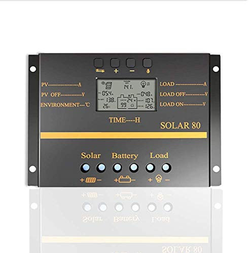 OOYCYOO 80A Solar Laderegler, Solarladeregler 12V 24V Solarpanel Regler mit LCD Display USB für LiFePO4 FLD AGM Gel und Lithium batterie