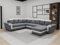 Bestmobilier Henry – Wohnlandschaft beidseitig montierbar mit Schlaffunktion – mit Bettkasten – aus Stoff und PU – 7-Sitzer Grau/Weiss