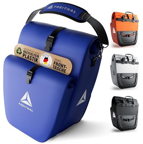 FREITHAL - Sacoche pour porte-bagages avec poche avant – En tissu recyclé [33 l] – Utilisable comme sac de porte-bagages et sac à bandoulière – 100 % étanche et réfléchissant, FT-TV1000-4