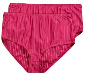 Ulla Popken Damen große Größen Übergrößen Plus Size Midislips, 2er-Pack, Nadelstreifen, höher geschnitten
