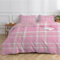 Housse de Couette 140x200 Rose + 2 Taies d'oreiller 65x65cm Parure de Lit 1 Personne Vichy Tartan en Microfibre Douce Sets de Housses de Couettes Réversible