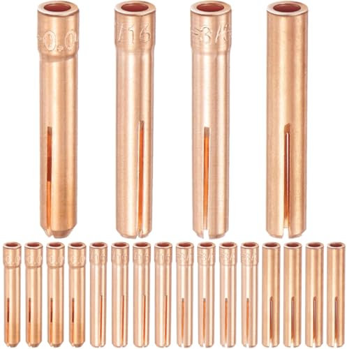 EATBALE Welding Torch Collets Accessories Kit for TIG Welder Gun WP-9 WP-20 WP-25 Consumables, 13N21 13N22 13N23 13N24 Red Copper Tungsten Electrode Collet Tips 1.0/1.6/2.4/3.2mm (20Pcs)