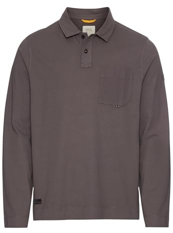 camel active Herren Langarm Poloshirt aus Reiner Baumwolle