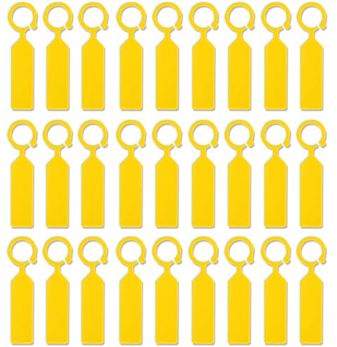 TopHomer Lot de 100 étiquettes à suspendre en plastique étanches pour plantes de jardin, semis, crèche, identification des plantes, enregistrement de transplantation, jaune