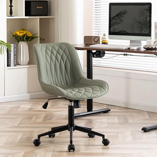 YOUNIKE Fauteuil de Bureau Ergonomique en Cuir PU, Chaise Pivotante Réglable en Hauteur, Gaming Capacité 136 kg, Avec Dossier et Roulettes, Vert Olive