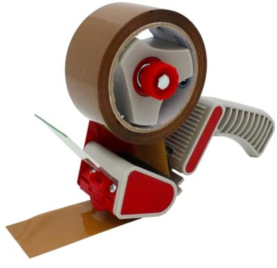 Trojan 48mm x 66m Heavy Duty Parcel Packing Tape with Robust Dispenser Gun | Pack of 6 Rolls | Strong Adhesive | Ideal for Shipping, Storage & Moving | Available in Clear, Buff, Fragile (Brown)