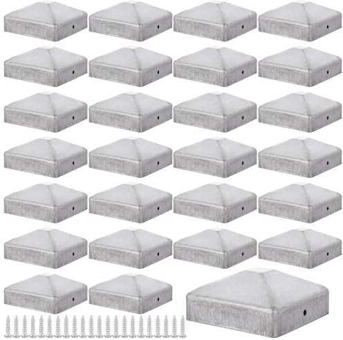 APACALI 30PCS Fence Post Caps 3 x 3inch, 74 x 74mm Fence Post Toppers, Deck Post Caps, Fence Post Covers for Fence Post Protection and Decoration, Silver