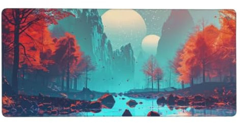 Lune Tapis de Souris 900x400x3mm Grand Tapis de Souris XXL, Bleu Tapis de Souris Gamer à Bords Cousus, Dos Base en Caoutchouc Antidérapante, Haute Précision et Vitesse, Gamer Gaming Accessoire N1-441