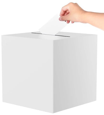 AHQiZFX Geschenkbox, Hochzeit Kartenbox Weiß 22x22cm, Glückwunschkartenbox mit Schlitz, Geldbox für Partydeko und Hochzeitsempfänge