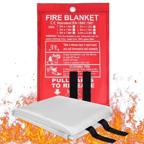Flintronic Manta Ignifuga, 1 Pieza Manta Ignifuga de Fibra de Vidrio, Manta ignífuga para Supervivencia de Emergencia, para Cocina, Chimenea, Barbacoa, Garaje, Automóviles, (1.5mx1.5m)