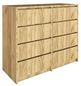BDW - Kommode mit Schubladen - Sideboard Wohnzimmer - 120 cm breit, 100 cm hoch - Schubladenkommode Groß, für Schlafzimmer, Kinderzimmer, Jugendzimmer, Flur - Eiche Craft