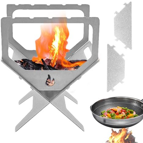 Sghtil Hornillo de camping plegable, Estufa de camping plegable - Hornillo de camping al aire libre | Hornillo de camping de leña portátil ligero, estufa de camping con mochila en