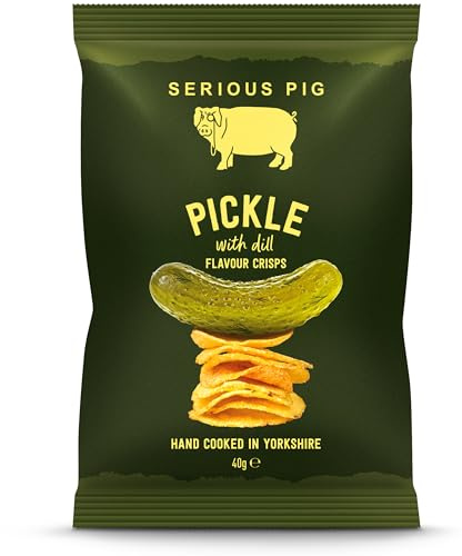 Serious Pig Pickle With Dill Flavour Crisps | Grab Bags | Hand Cooked & Seasoned | Made With Finest Yorkshire Potatoes (12 Pack)