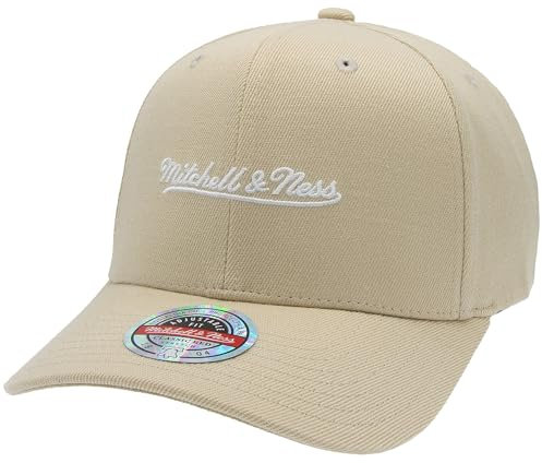 Mitchell & Ness Script Logo Baseballkappe - Sand/Weiß, Classic Red Snapback (größenverstellbar)