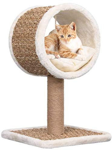 Xichuzi Katzen-Kratzbaum mit Tunnel und Spielzeug 56 cm Seegras, Katzenkratzbaum, Katzenmöbel, Kratztonne Für Katzen, Aktivitätskratzbäume, Katzen Zubehör